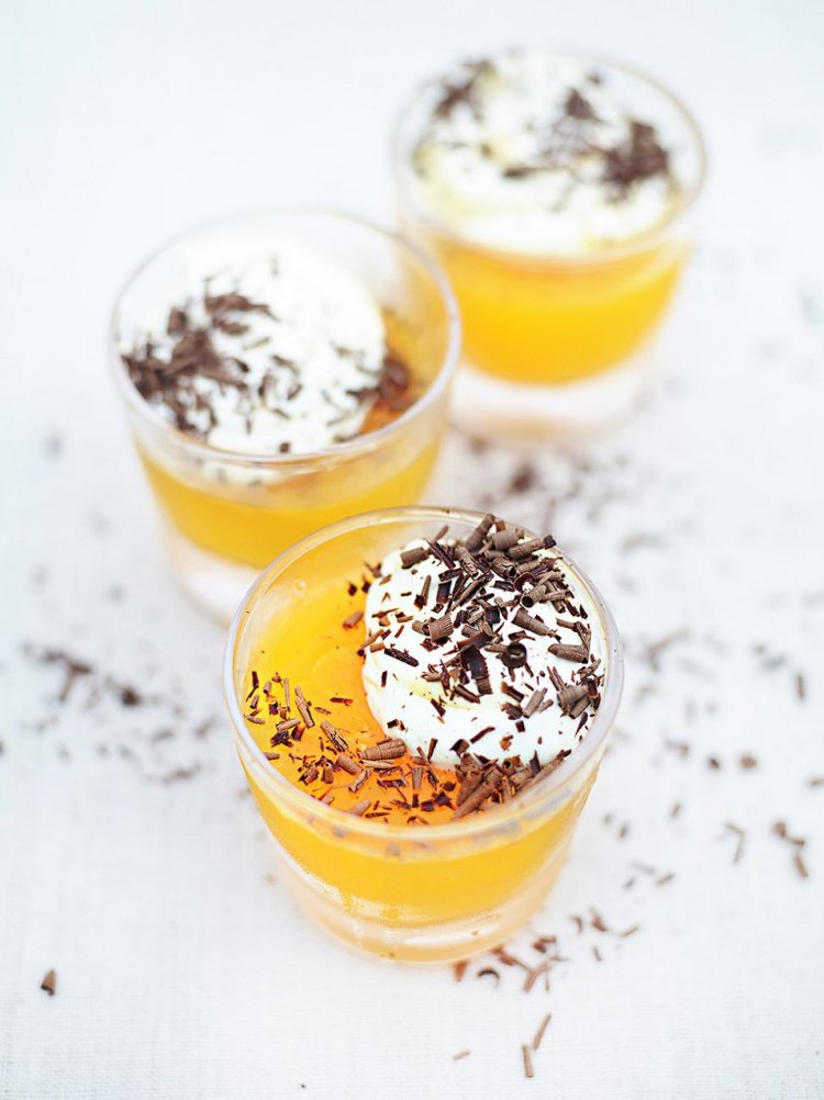 Mandarinen Dessert Gelee geraspelte Schokolade Jamie Oliver