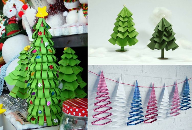 basteln mit papier zu weihnachten tannenbäume girlande figuren anleitungen ideen