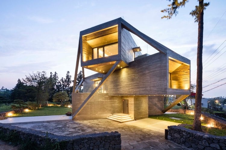 betonhaus architektur beleuchtung geometrisch