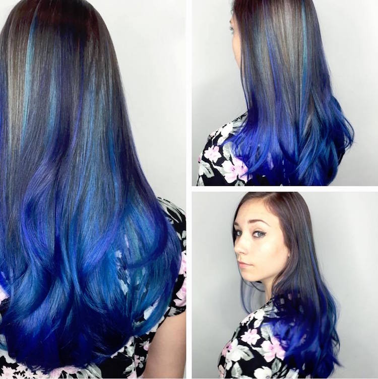 blaue haare ozean haarfarben trend brünette ombre