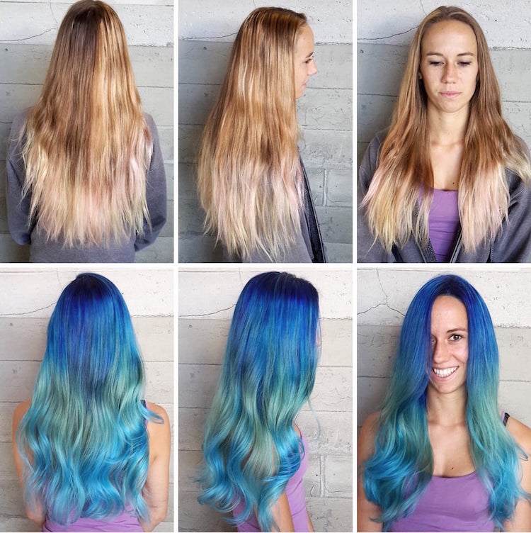 Blau kurze färben haare 