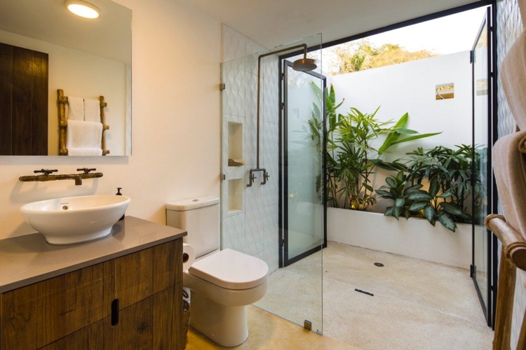 boutiwue hotel bungalow badezimmer pflanzen dusche