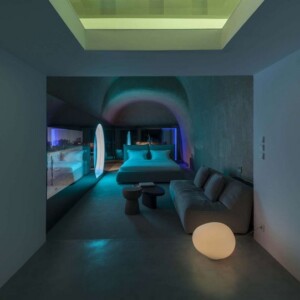 farbige lichteffekte innenraum schlafzimmer decke fenster pool