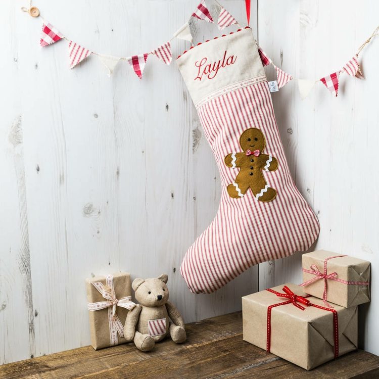 geschenke weihnachtssocke deko filz lebkuchenmann