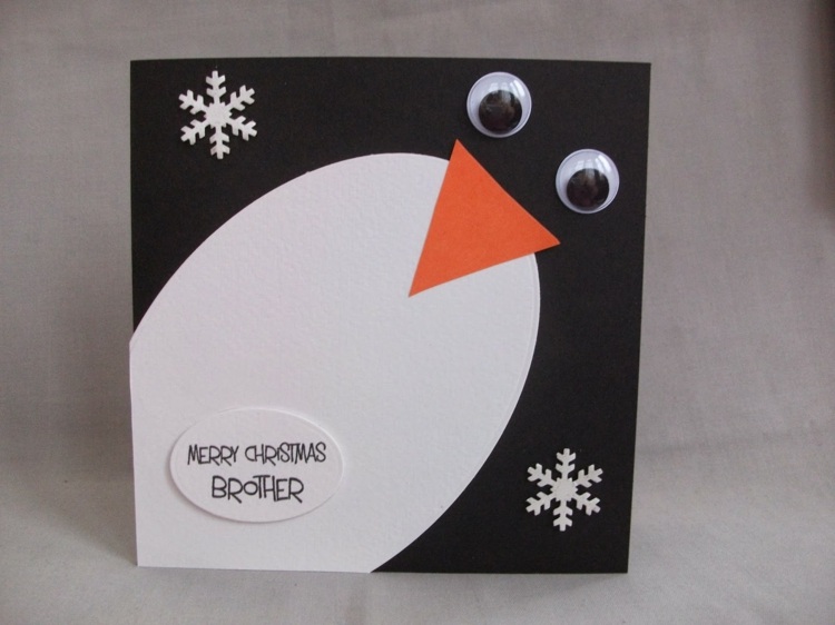 kindern weihnachtskarten basteln pinguin papier anregung grußkarten selber machen