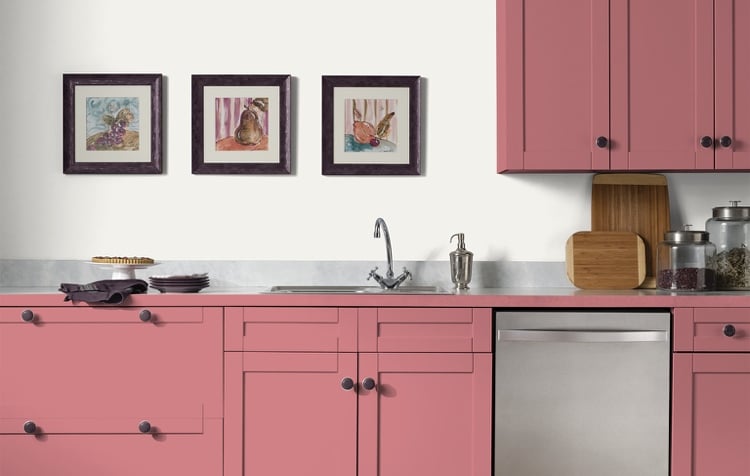 Küche in Pastell pink pastellrosa modernes design simpel