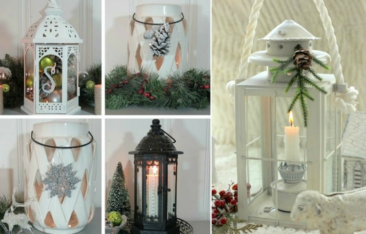 laterne dekorieren weihnachtlich inspiration dekoration einfach bastelideen