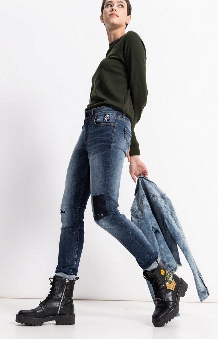 patchwork jeans used waschung modern trend