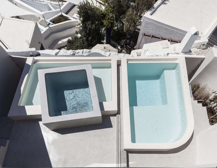 pooldesign formen weiß grau ferienhäuser santorin