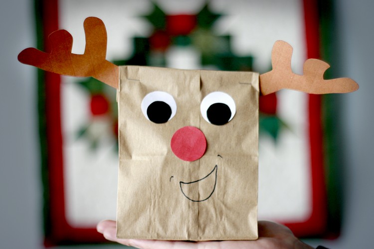 rentier basteln papier türe idee kinder weihnachten