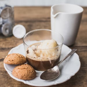 schneller einfacher Nachtisch Schokopudding Kaffee Eis Affogato