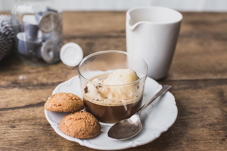 schneller einfacher Nachtisch Schokopudding Kaffee Eis Affogato