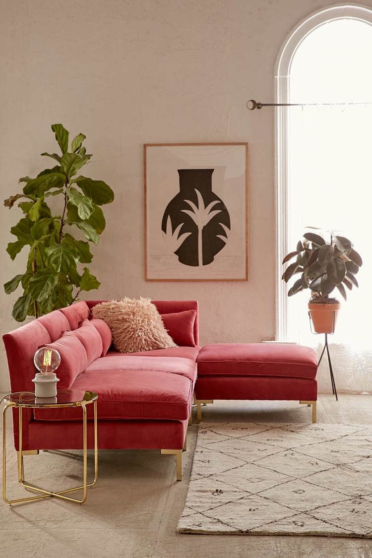 sofa samt pink koralle metall möbel ideen trend