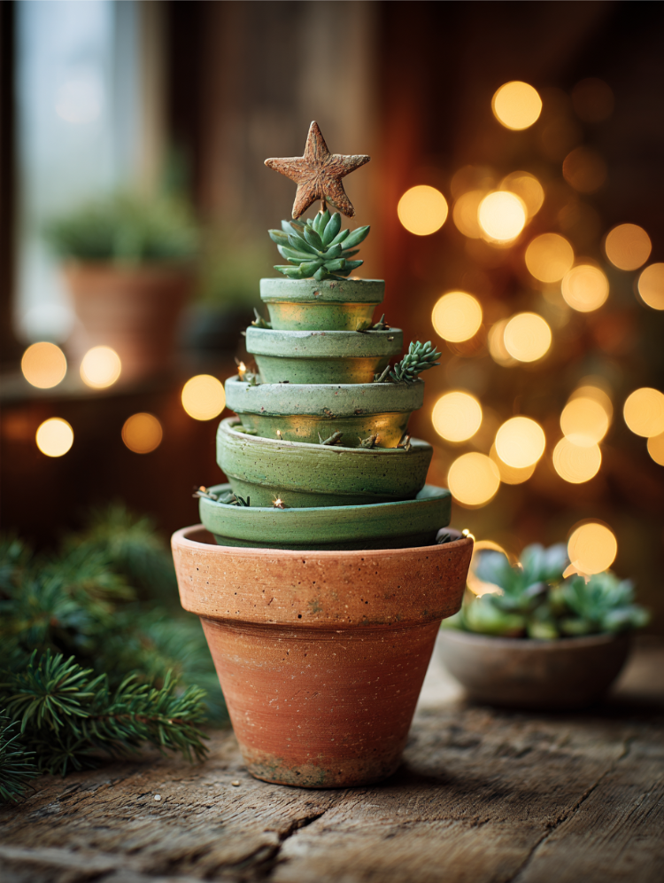 weihnachtsbaum aus blumentopf basteln für weihnachten