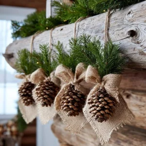 weihnachtsdekoration aus natürlichen materialien – girlande aus tannenzapfen