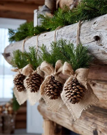 weihnachtsdekoration aus natürlichen materialien – girlande aus tannenzapfen