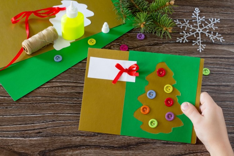 weihnachtskarten basteln mit kindern ideen anleitungen einfache basteleien