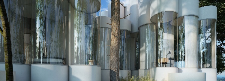zylinderhaus lyon transparenz schlafbereich wohnzimmer glasfront