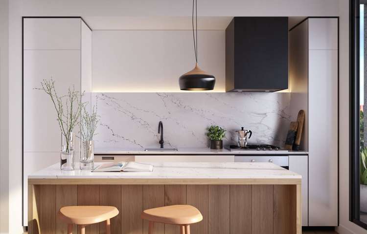 Abzugshaube für Küche modern schwarz indirektes Licht
