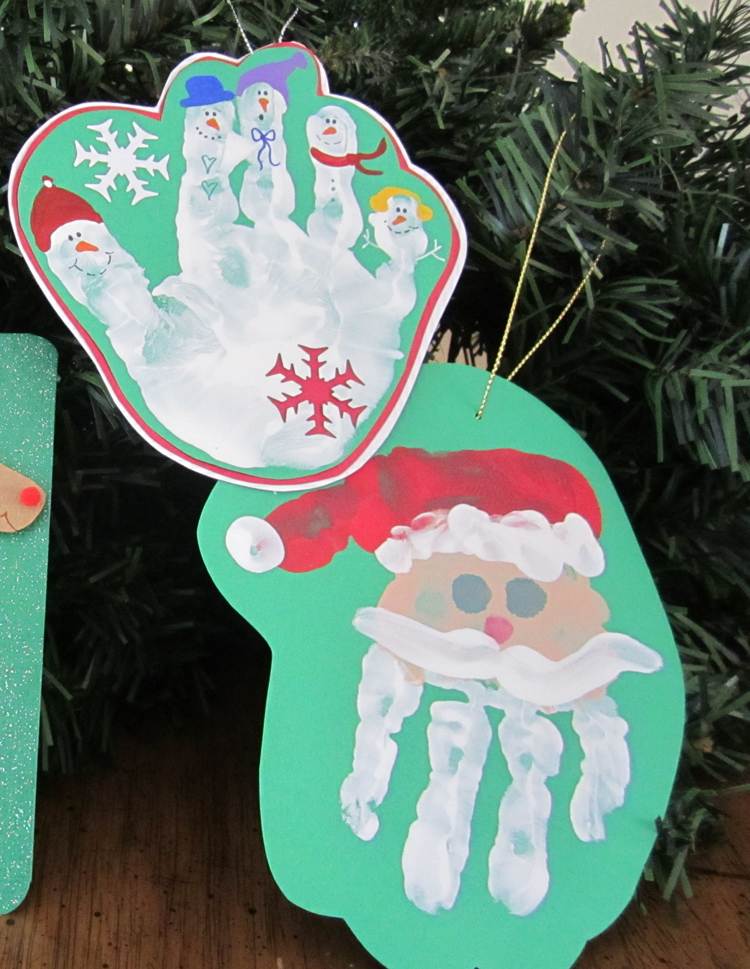 Handabdruck zu Weihnachten Motive Christbaumschmuck Papier