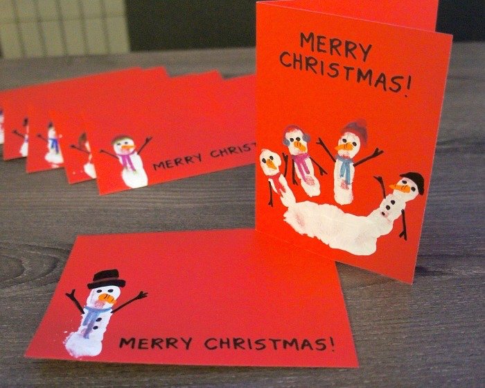 Handabdruck zu Weihnachten selbstgebastelte Grußkarten