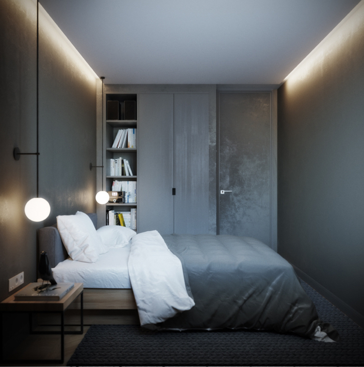 Schlafzimmer Zimmertür Wandgestaltung Anthrazit Led Deckenbeleuchtung