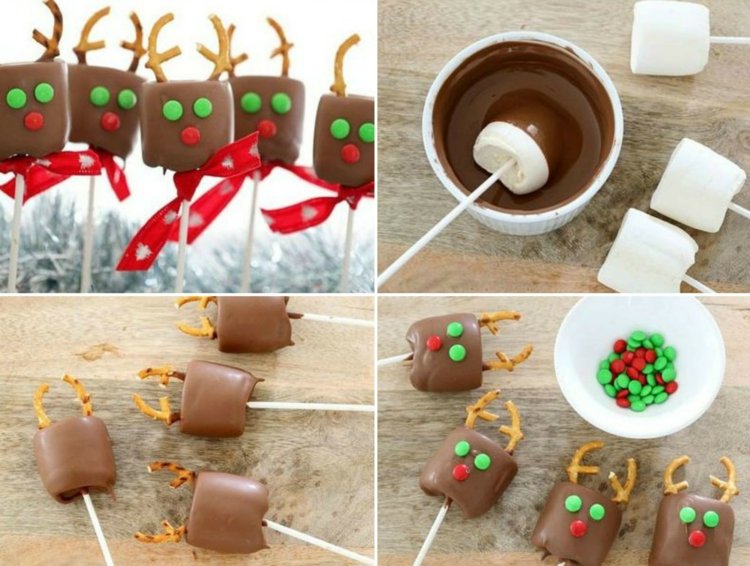 Süßigkeiten als Geschenke marshmallows rudolph rentier schokolade diy