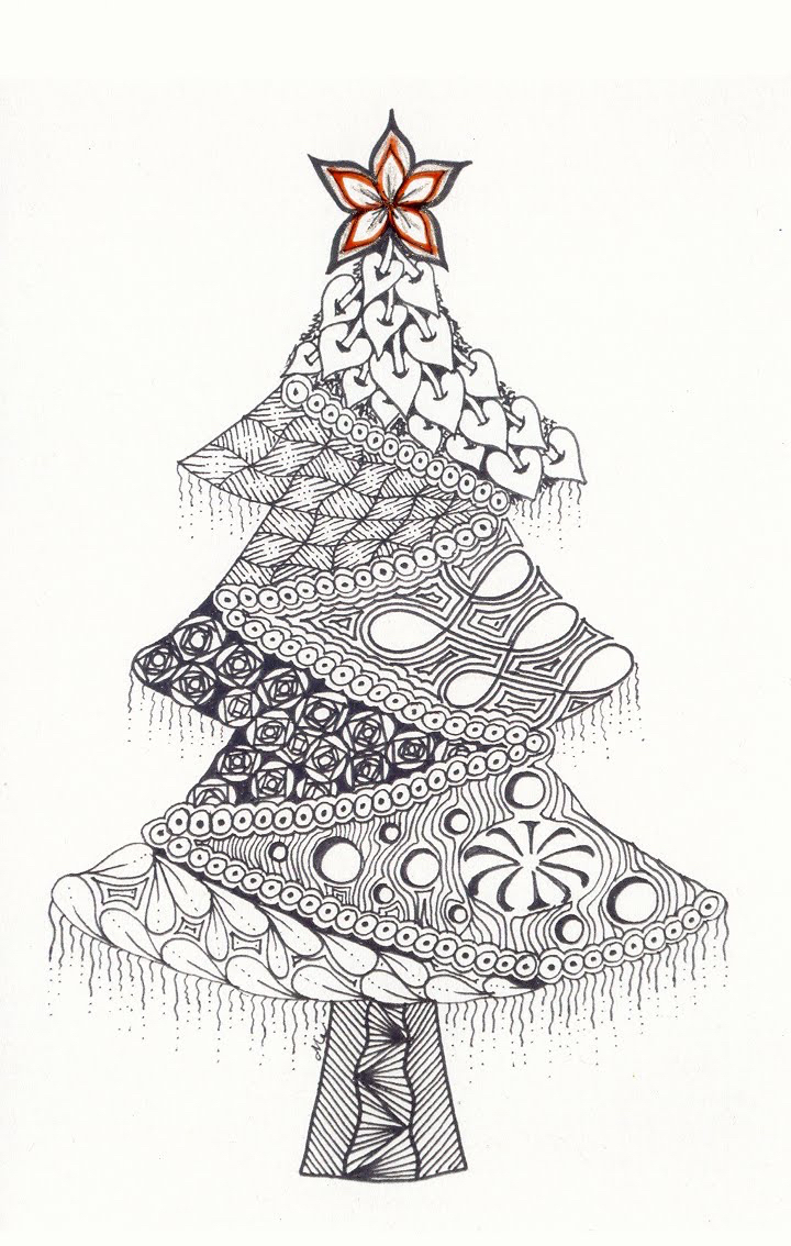 Zentangle Vorlagen Weihnachten Tannenbaum kostenlos