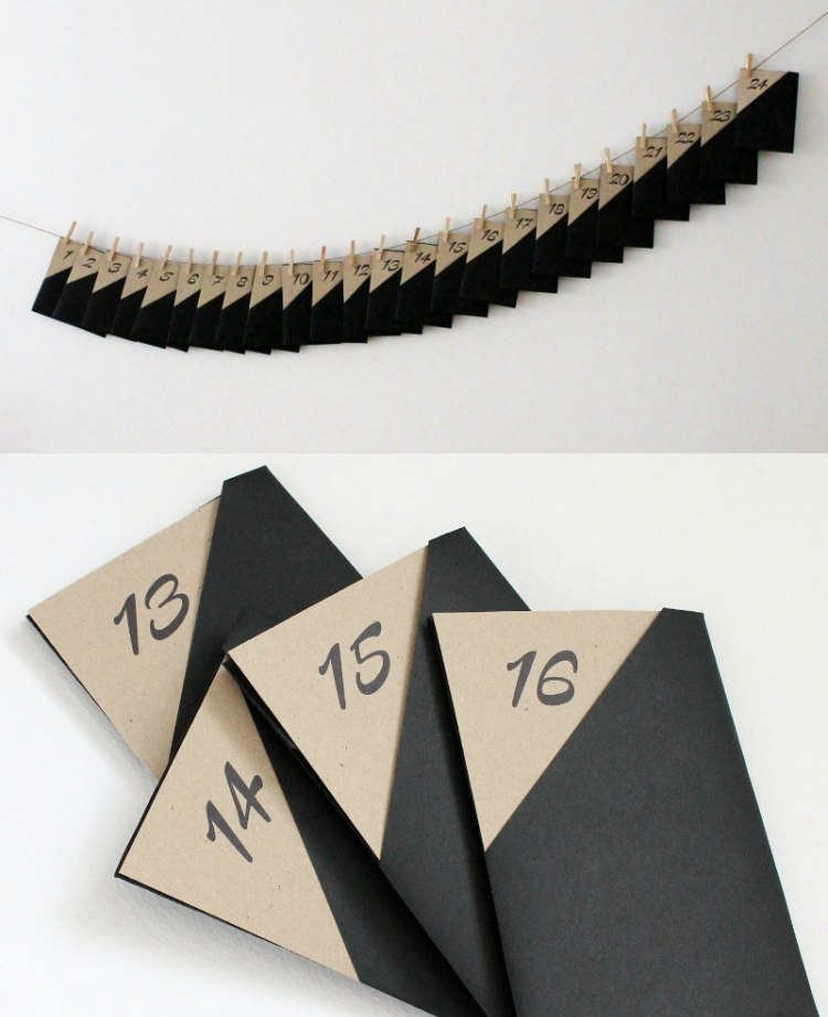 adventskalender selber basteln minimalistisch karten papier falten