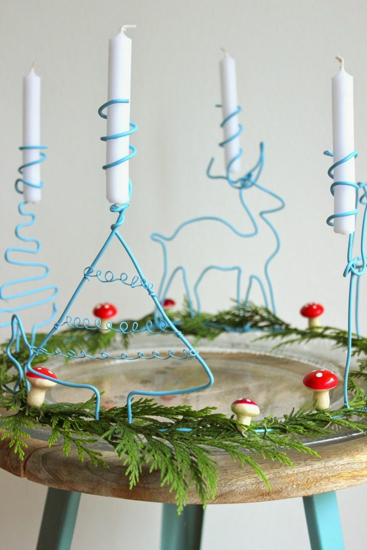 adventskranzständer metall draht rentier tannenbaum