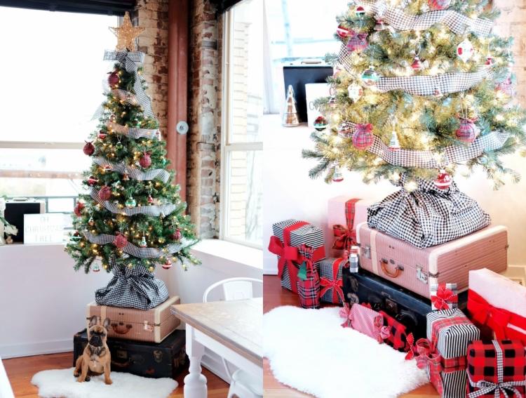 alter koffer deko weihnachten romantisch schick karo muster