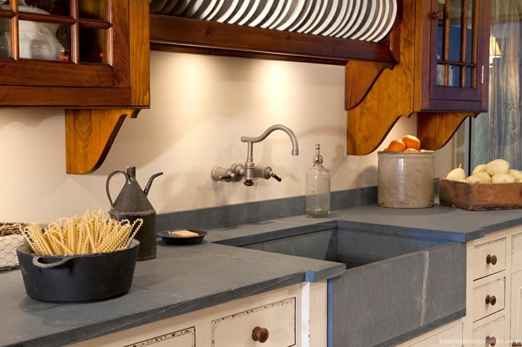 arbeitsplatte küche schiefer hellgrau farben naturstein optik