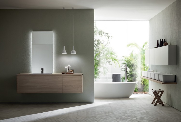 badezimmer design hängender waschtisch badewanne