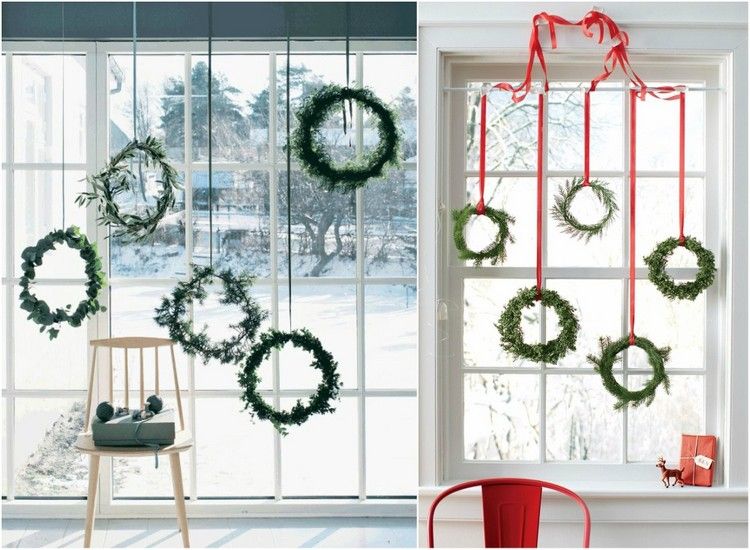 bodentiefe fenster weihnachtlich dekorieren hängende kränze