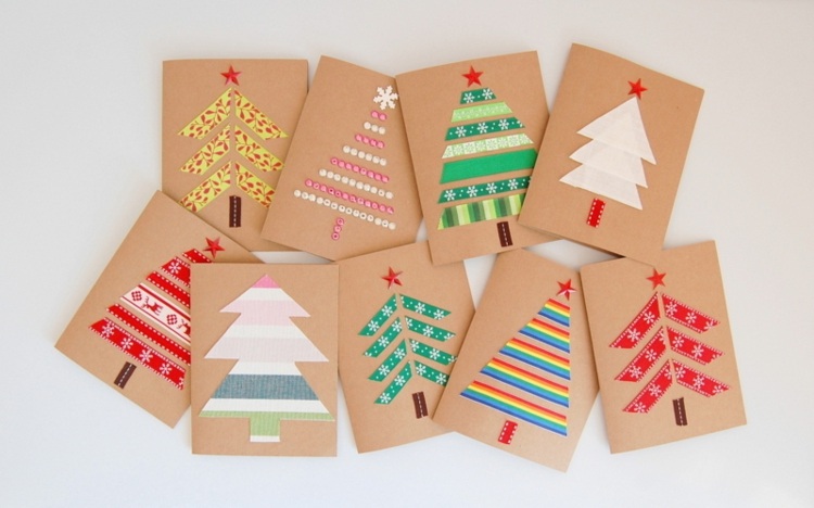 christbäume washi tape ideen weihnachtskarten basteln