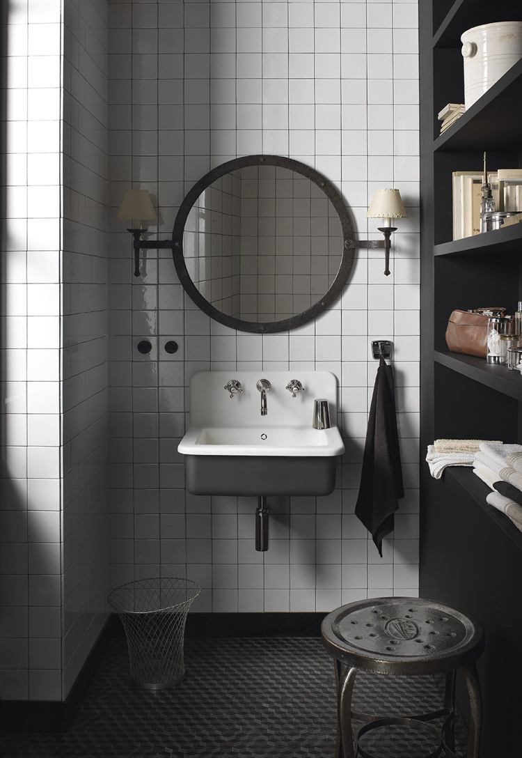 design handwaschbecken badezimmer industrial stil weiss schwarz