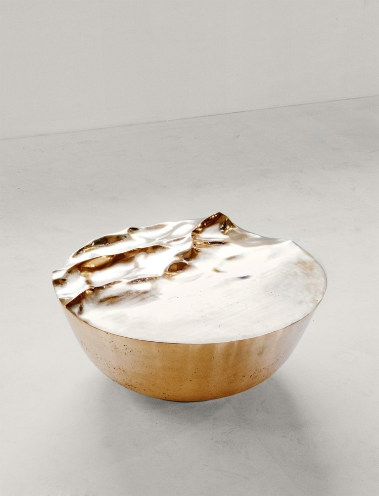 dreidimensionale wellen tischoberfläche marmor design möbel