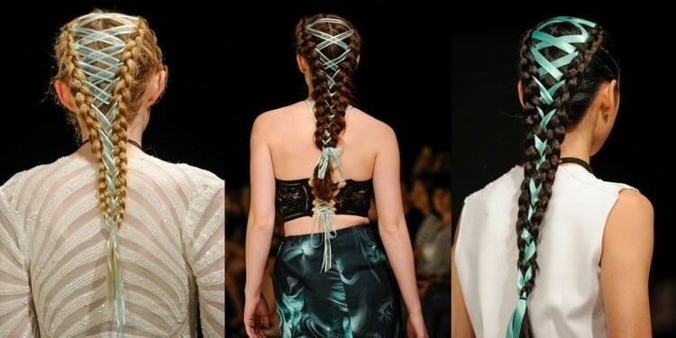 frisurentrends laufsteg korsett braids fashion show