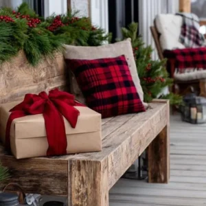 gartenbank weihnachtlich dekorieren charmante weihnachtsdeko im außenbereich