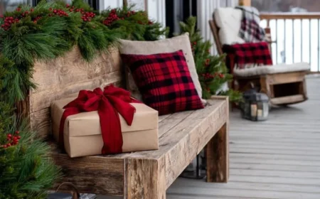 gartenbank weihnachtlich dekorieren charmante weihnachtsdeko im außenbereich
