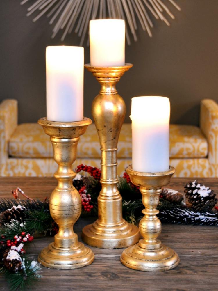 kerzenständer basteln gold dekorieren weihnachten