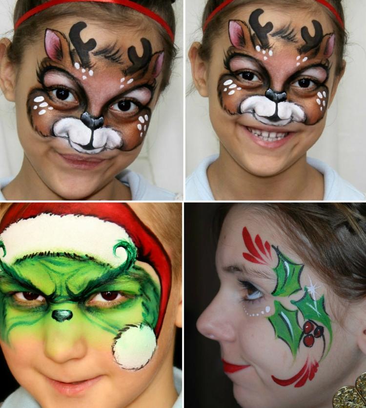 kinderschminken weihnachtsmotive ideen anleitungen selber machen make-up