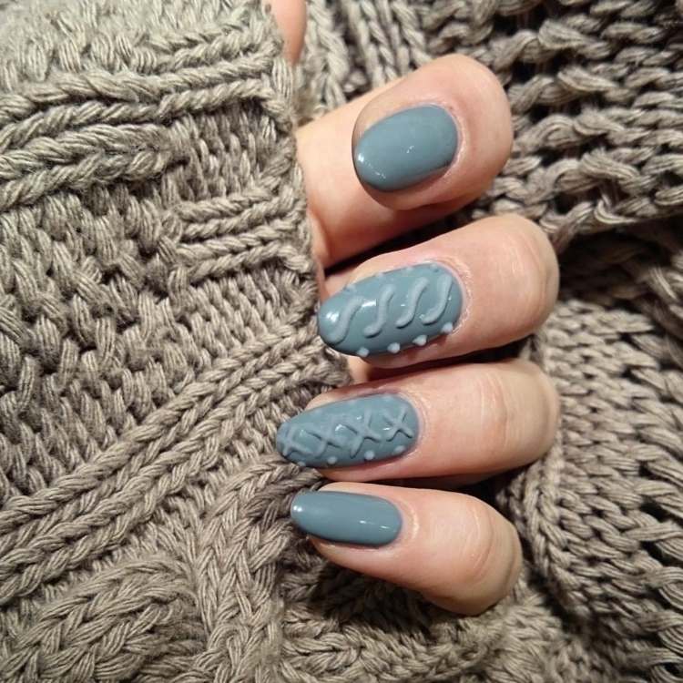 knit nails strukturuert winter nageldesign ideen