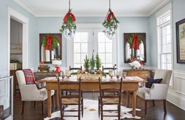 kronleuchter deko weihnachten landhausstil esstisch festlich dekoriert