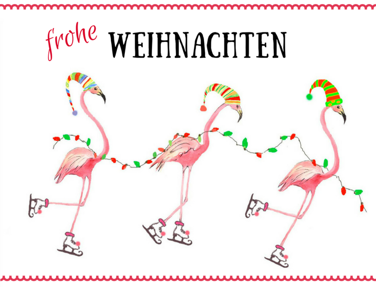 lustige weihnachtskarten ausdrucken idee flamingo