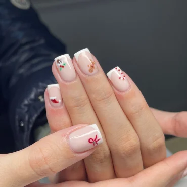 minimalistische french nails für weihnachten