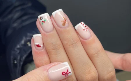 minimalistische french nails für weihnachten