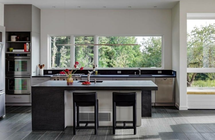 schiefer arbeitsplatte modernes design minimalistische küche kücheninsel