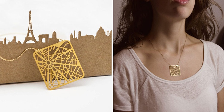 schmuck design stadtplan halskette fein zart gold filigran
