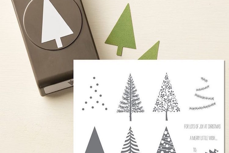 stampin up karten weihnachten selbst gestalten stempel ausstanzer tannenbaum anleitung